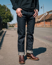 14oz Broken Twill Selvedge Denim Straight Cut Jeans - Indigo