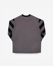 11oz Cotton Knit Long-Sleeved Sweater - Grey Body with Stripes
