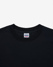 7.5oz Cotton Long-Sleeved Crew Neck Border Tee - Black Body with Striped Arms