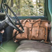 Deep Pocket Leather Duffle Bag
