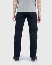 14oz Broken Twill Selvedge Denim Slim Cut Jeans - Indigo Overdyed Black