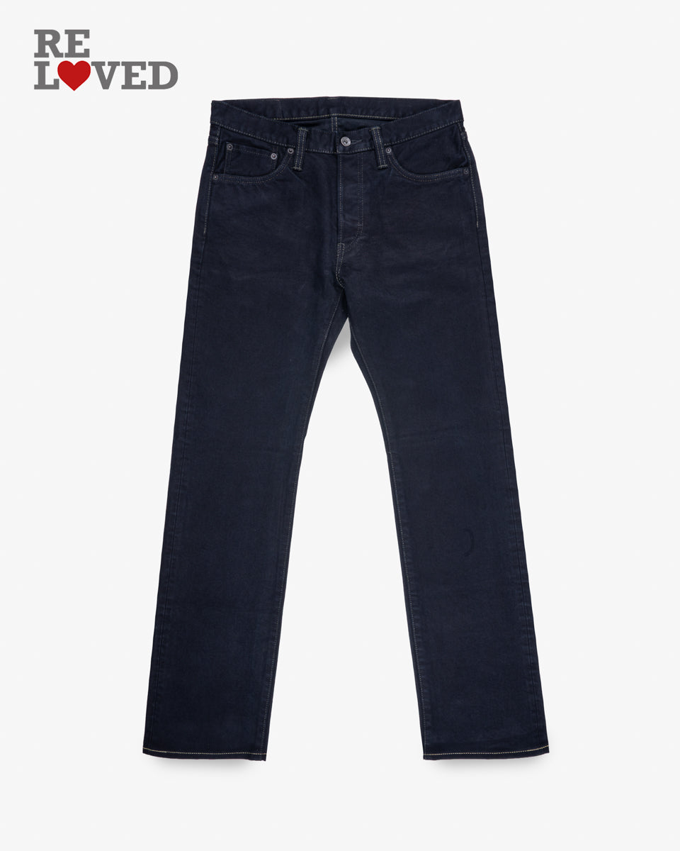 14oz Selvedge Denim Slim Straight Cut Jeans Indigo Overdyed Tag 32 Hemmed To 32 0