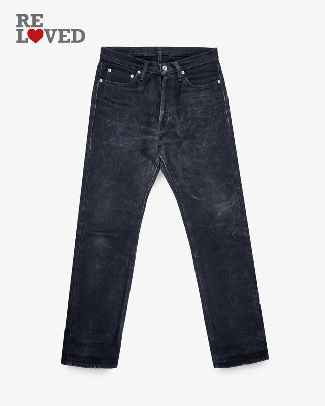 21oz Selvedge Denim Medium/High Rise Tapered Cut Jeans - Superblack (Fades To Grey) (IH-888S-SBG) Tag 31, Hemmed to 30.5"