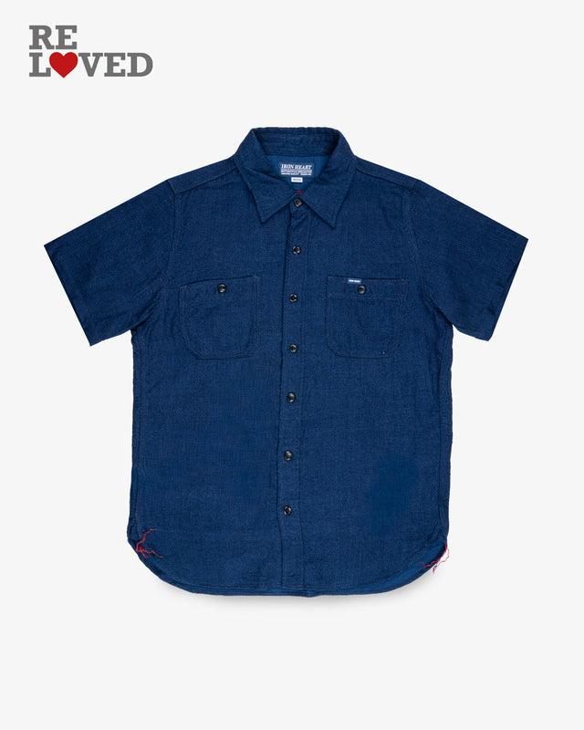 5oz Double Gauze Short Sleeved Work Shirt - Indigo (IHSH-417-IND) Size Medium