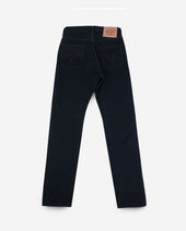 14oz Broken Twill Selvedge Denim Relaxed Tapered Cut Jeans - Indigo Overdyed Black