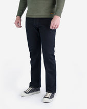14oz Broken Twill Selvedge Denim Relaxed Tapered Cut Jeans - Indigo Overdyed Black