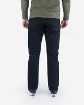 14oz Broken Twill Selvedge Denim Relaxed Tapered Cut Jeans - Indigo Overdyed Black