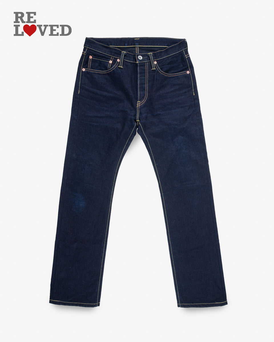 14oz Selvedge Denim Slim Straight Cut Jeans Tag 31 Hemmed To 30 5