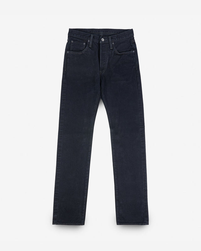14oz Broken Twill Selvedge Denim Slim Straight Cut Jeans - Indigo Overyded Black