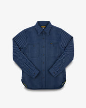12oz Ultra Heavy Flannel Chalk Stripe Work Shirt - Navy