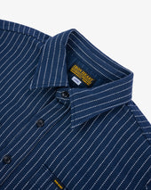12oz Ultra Heavy Flannel Chalk Stripe Work Shirt - Navy