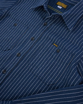 12oz Ultra Heavy Flannel Chalk Stripe Work Shirt - Navy