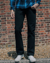 14oz Broken Twill Selvedge Denim Slim Straight Cut Jeans - Indigo Overyded Black