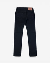 14oz Broken Twill Selvedge Denim Slim Tapered Cut Jeans - Indigo Overdyed Black
