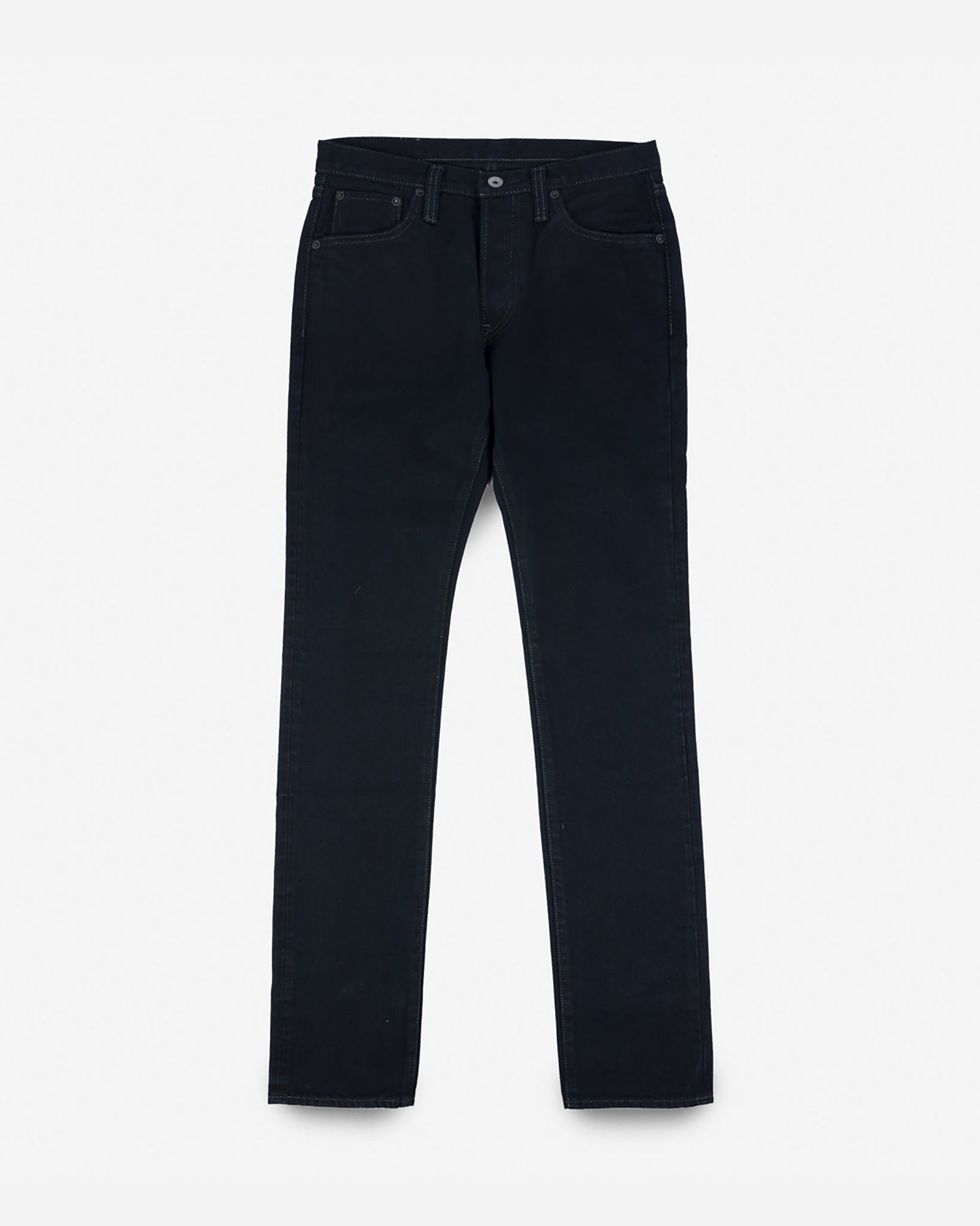 14oz Broken Twill Selvedge Denim Slim Tapered Cut Jeans - Indigo Overdyed Black