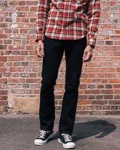 14oz Broken Twill Selvedge Denim Slim Tapered Cut Jeans - Indigo Overdyed Black
