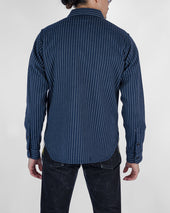 12oz Ultra Heavy Flannel Chalk Stripe Work Shirt - Navy