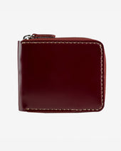 Zip-Secured Shell Cordovan Wallet - Oxblood