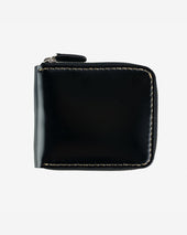 Zip-Secured Shell Cordovan Wallet - Black