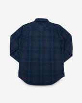 Ultra Heavy Flannel Crazy Check Western Shirt - Navy Overdyed Black