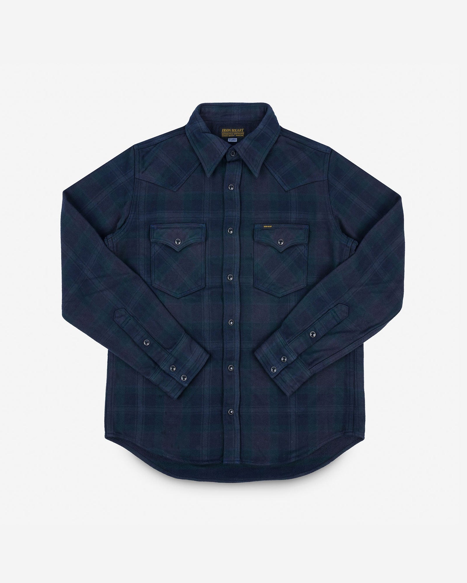 Ultra Heavy Flannel Crazy Check Western Shirt - Navy Overdyed Black