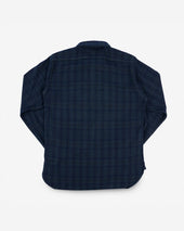 Ultra Heavy Flannel Tartan Check Work Shirt - Green Overdyed Black
