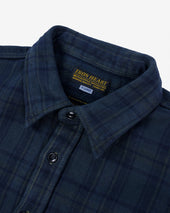 Ultra Heavy Flannel Tartan Check Work Shirt - Green Overdyed Black