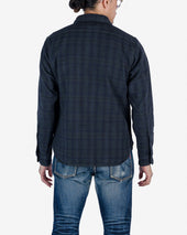Ultra Heavy Flannel Tartan Check Work Shirt - Green Overdyed Black
