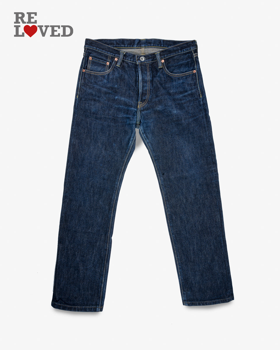 21oz Selvedge Denim Slim Straight Cut Jeans Tag 36 Hemmed To 30 3