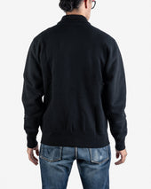 14oz Ultra Heavyweight Loopwheel Cotton Zip Up Sweater - Black