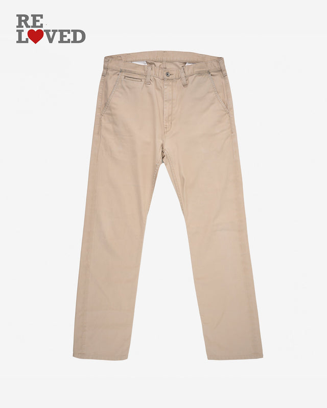 9oz Mercerised Selvedge Cotton Slim Tapered Chinos - Khaki (IH-721-KHA) Tag 40, Hemmed to 29.0''