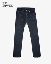 21oz Selvedge Denim Slim Tapered Jeans - Superblack (Fades To Grey) (BS69xSOP420) Tag 32, Cut to 34.7''