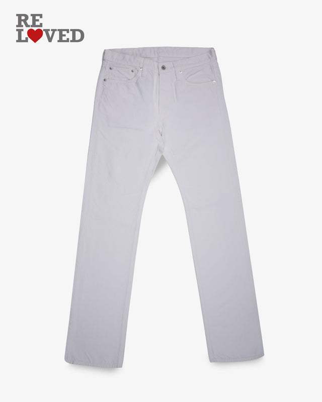 13.5oz Denim Straight Cut Jeans - White (IH-634-WT) Tag 32, Hemmed to 36.5"