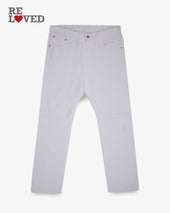 13.5oz Denim Slim Tapered Cut Jeans - White (IH-777-WT) Tag 34, Hemmed to 28.5"