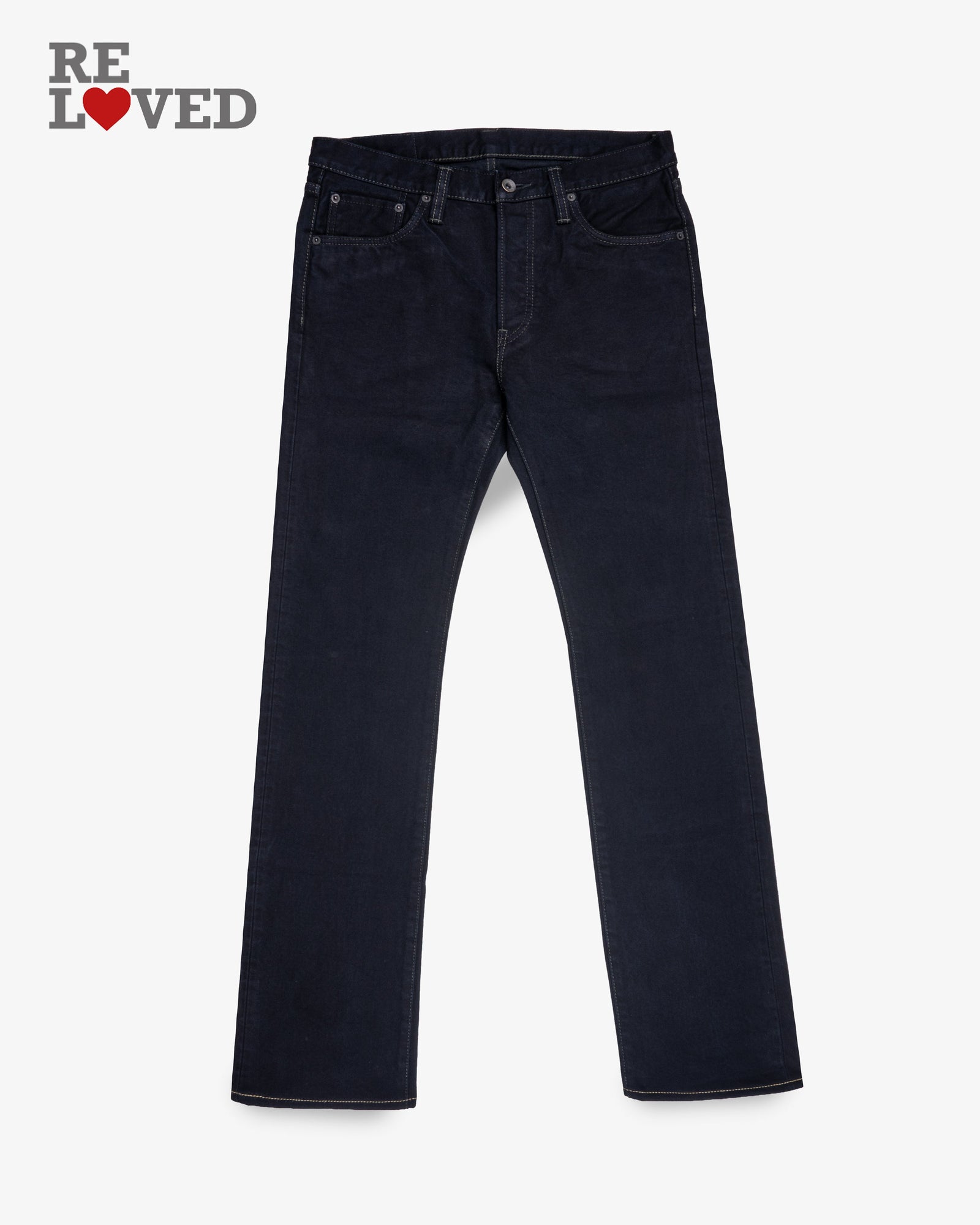 14oz Selvedge Denim Slim Straight Cut Jeans Indigo Overdyed Tag 32 Hemmed To 34 0