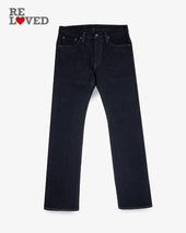 14oz Selvedge Denim Slim Straight Cut Jeans - Indigo Overdyed Black (IH-666s-142od) Tag 32, Hemmed to 34.0"