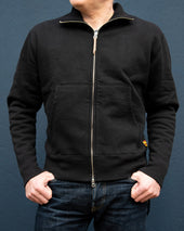 14oz Ultra Heavyweight Loopwheel Cotton Zip Up Sweater - Black