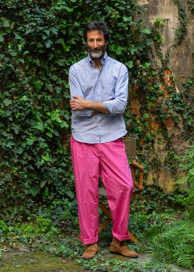 Fuchsia Popelin Army Trousers