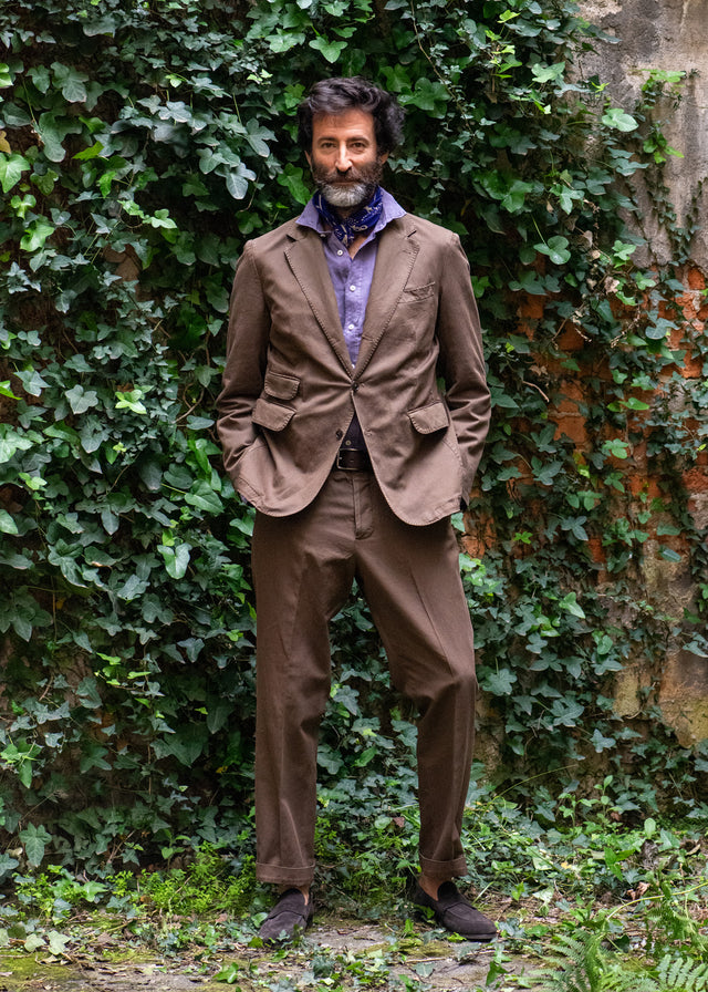 Brown Cotton-Linen Tomi Classic Trousers