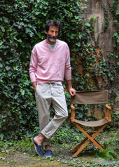 Pink V-Neck Geelong Lambswool Knitwear