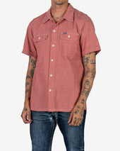 4oz Selvedge Short Sleeved Summer Shirt - Red