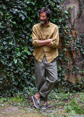 Mustard Linen Cutaway Shirt