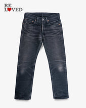 21oz Selvedge Denim Slim Tapered Cut Jeans - Superblack Non-Fade (IH-777S-SB) Tag 30, Hemmed to 27.5""