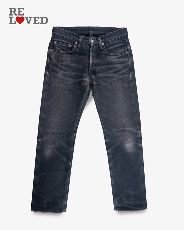 21oz Selvedge Denim Slim Tapered Cut Jeans - Superblack Non-Fade (IH-777S-SB) Tag 30, Hemmed to 27.5""