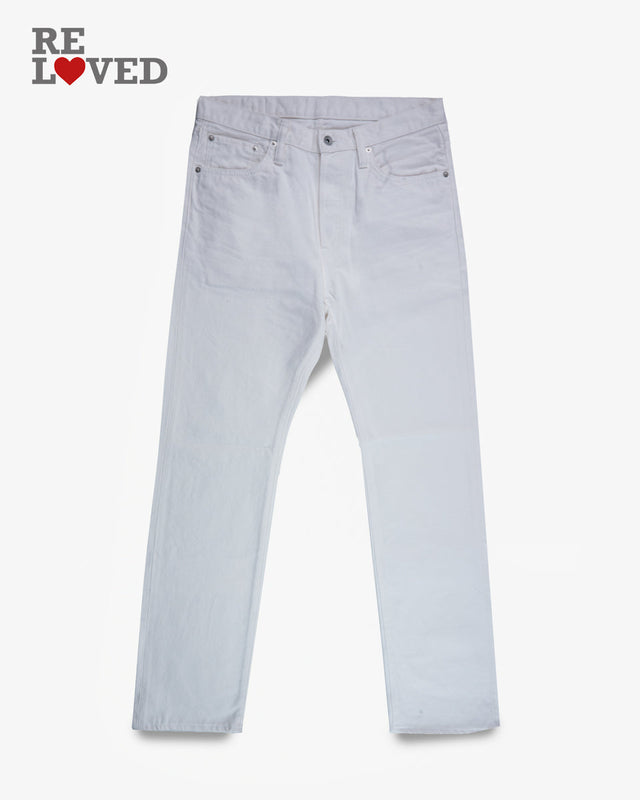 13.5oz Denim Slim Straight Cut Jeans - White (IH-666-WT) Tag 33, Hemmed to 31.0"