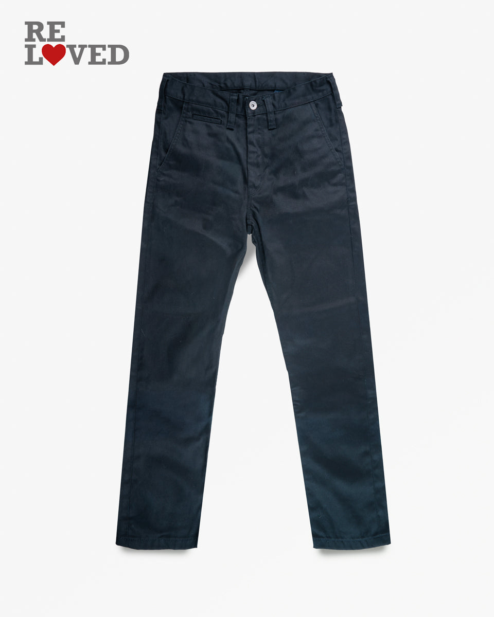 9oz Mercerised Selvedge Cotton Slim Tapered Chinos Tag 30 Hemmed To 27 5