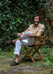 Beige Linen Cutaway Shirt