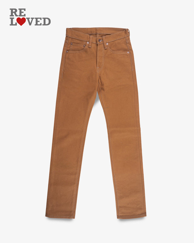 17oz Duck Slim Tapered Cut Jeans - Brown (IH-777D) Tag 28, Hemmed to 30.0"