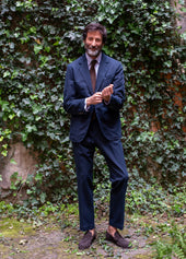 Navy Cotton-Linen Kennedy Jacket