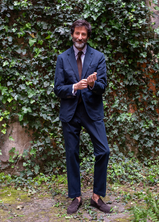 Navy Cotton-Linen Kennedy Jacket